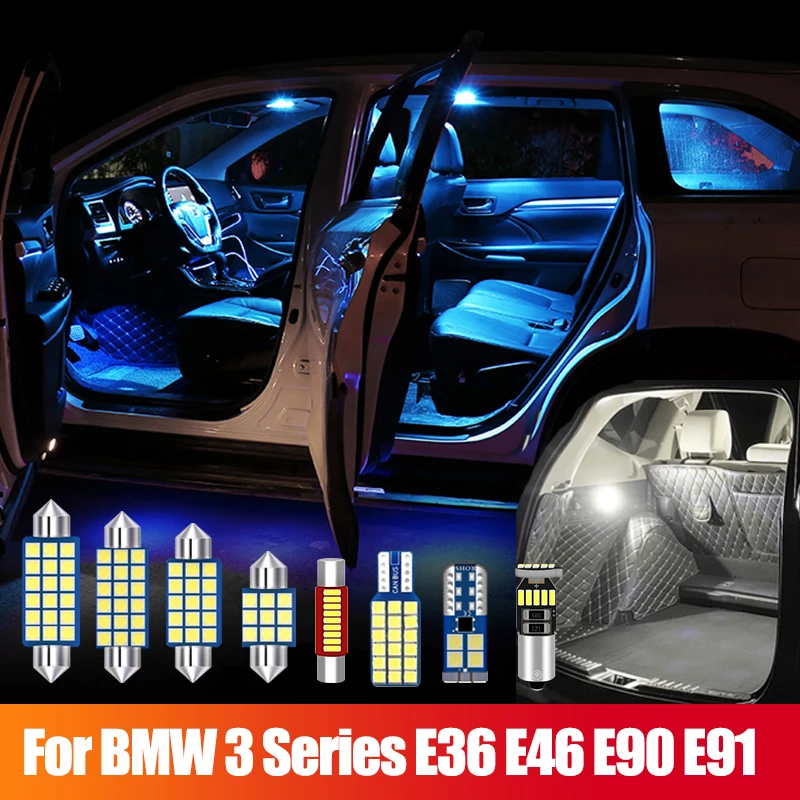 

For BMW 3 Series E36 E46 M3 E90 E91 Sedan Touring Car LED Bulbs Interior Dome Reading Lamp Vanity Mirror Trunk Light Accessories