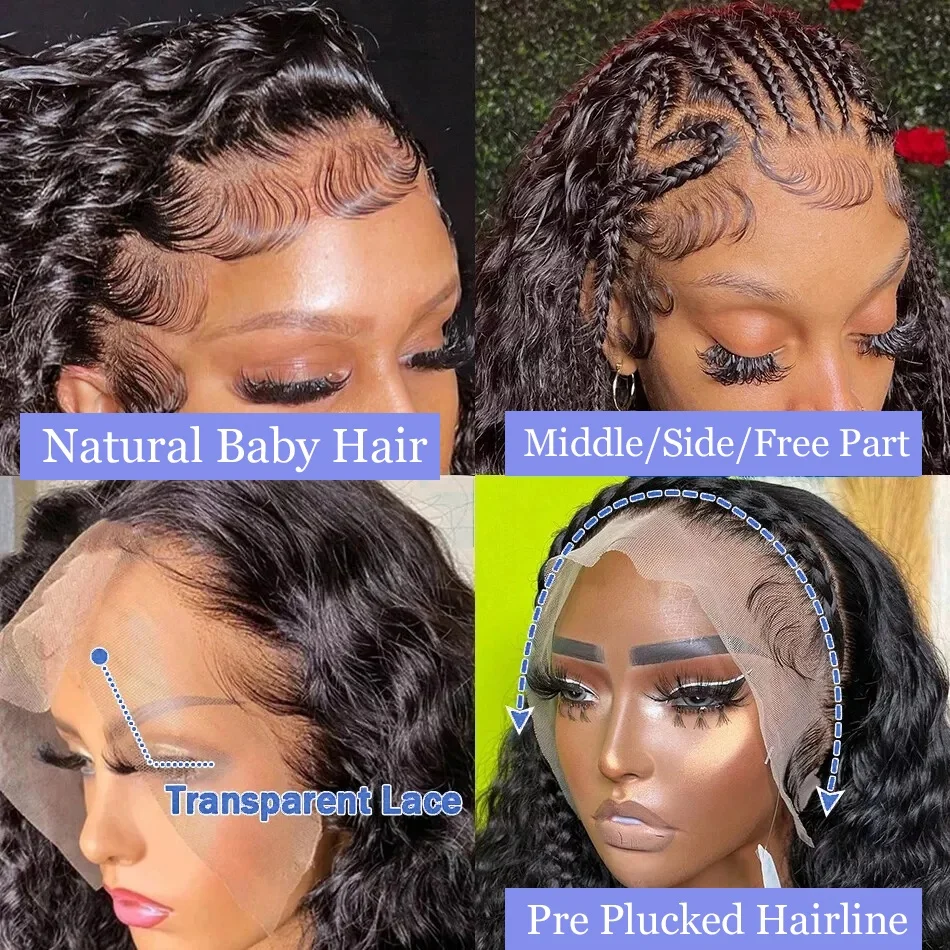 13x4 Short Curly Bob Wig Deep Wave Wigs 200% Density Lace Front 100% Human Hair Wigs For Women 4x4 Lace Frontal Short Bob Wigs