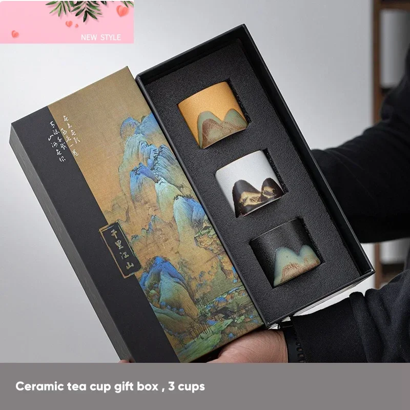 

Подарочная коробка, японская керамическая чашка для чая, фарфоровая чайная чаша, чашки для эспрессо, керамическая кофейная кружка, кружки для чашек, кофейные чашки, 1 комплект