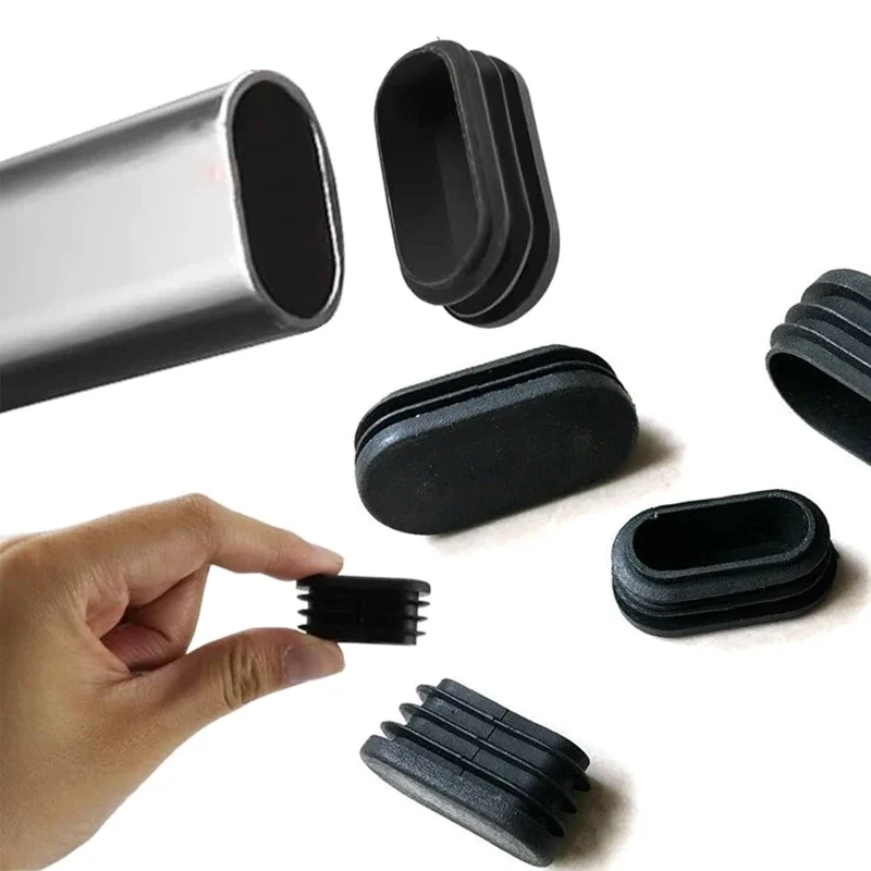 50Pcs Oval Tube Plug Foot Pad Blanking End Cap Non-slip Table Foot Dust Cover Chair Leg Sock Floor Protector Pad Furniture Parts