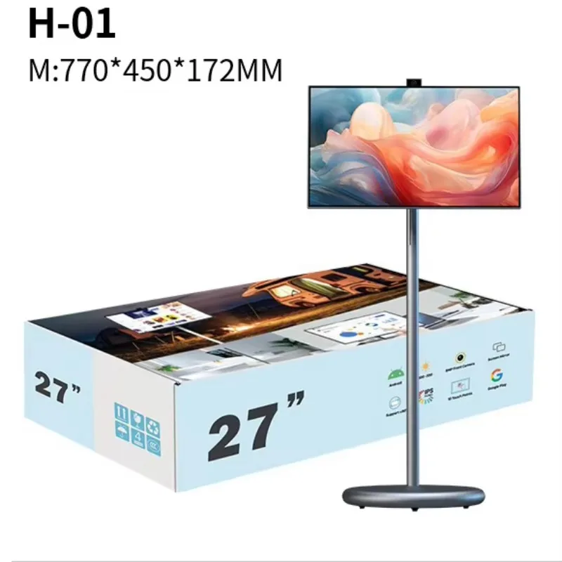 27 Inch Vertical Full HD 1080p LED Touch Screen Panel Android 15 6+128GB Gray Outdoor Tablet 60Hz NTSC Display