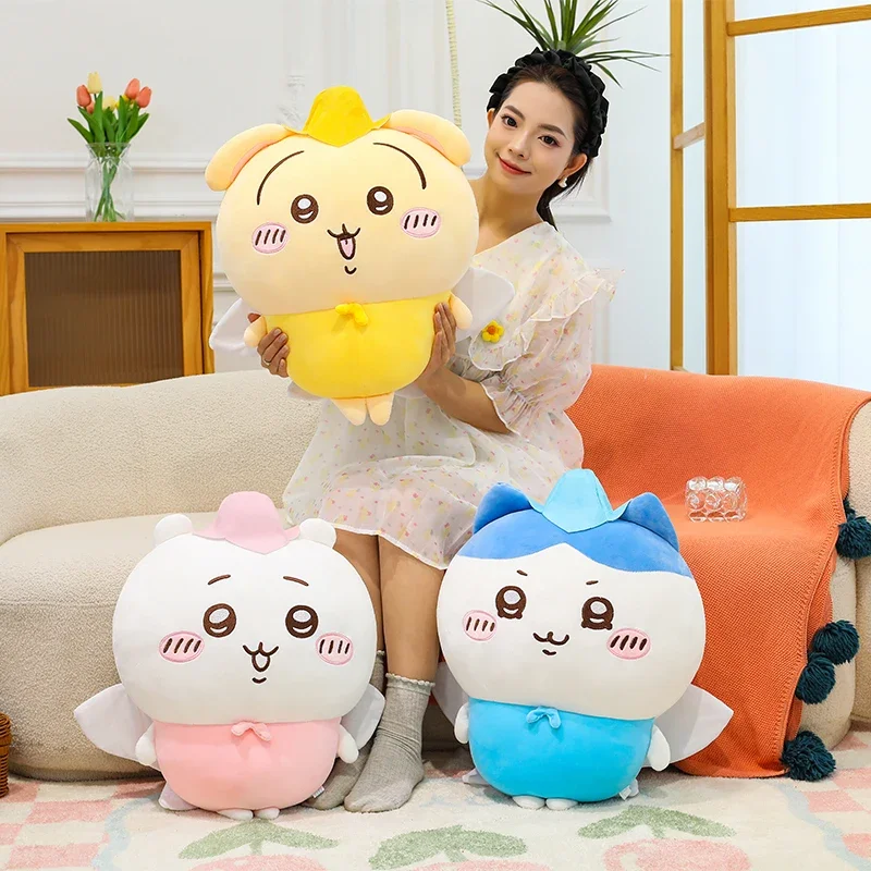 

Новые 60 см эльфийские ангелы Kawaii Hachiware Momonga, плюшевые игрушки, мягкие, но не легко деформируемые плюшевые украшения для комнаты, подарок на день рождения