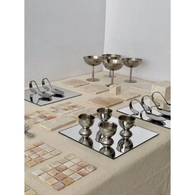 Korean-style sense of order, old money-style dessert table display rack, silver dessert table table, new dessert rack