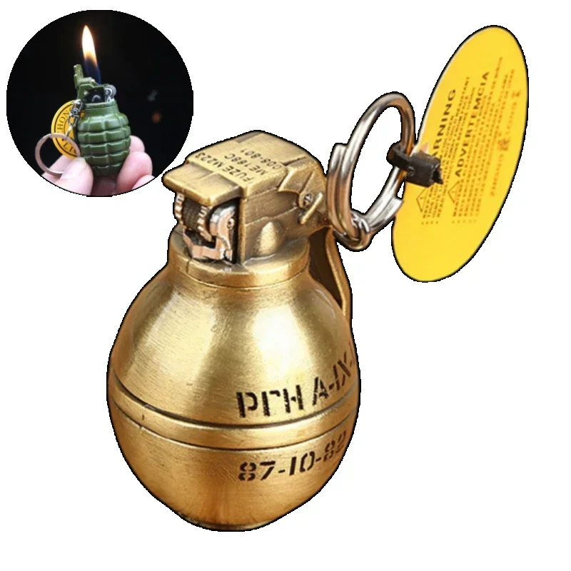 

Portable Metal Inflatable Lighter Personalized Keychain Pendant Old-Fashioned Grinding WheelOpenFlameIgniterOutdoorMulti-purpose