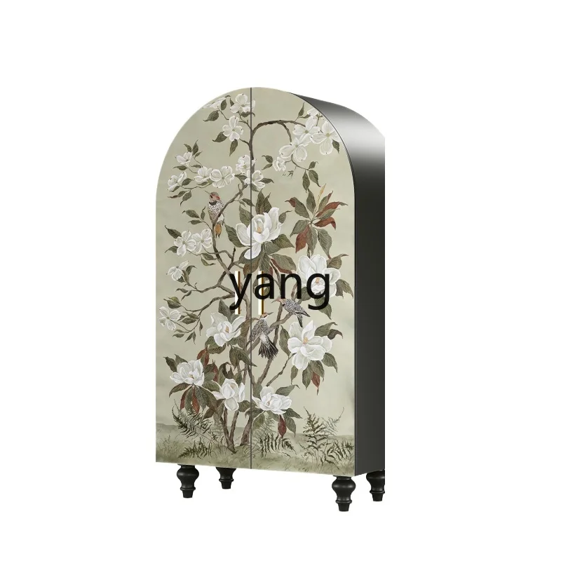 

LH Flower and Bird Solid Wood Wardrobe Household Living Room Storage Clothes Closet