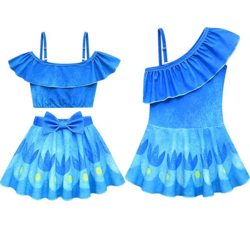 

Trolls 3 Poppy Cosplay Costume Fancy Girls Swimwear Set Summer Kids Poppy Bikini Beach Party Vintage Floral Swimsuit Suit