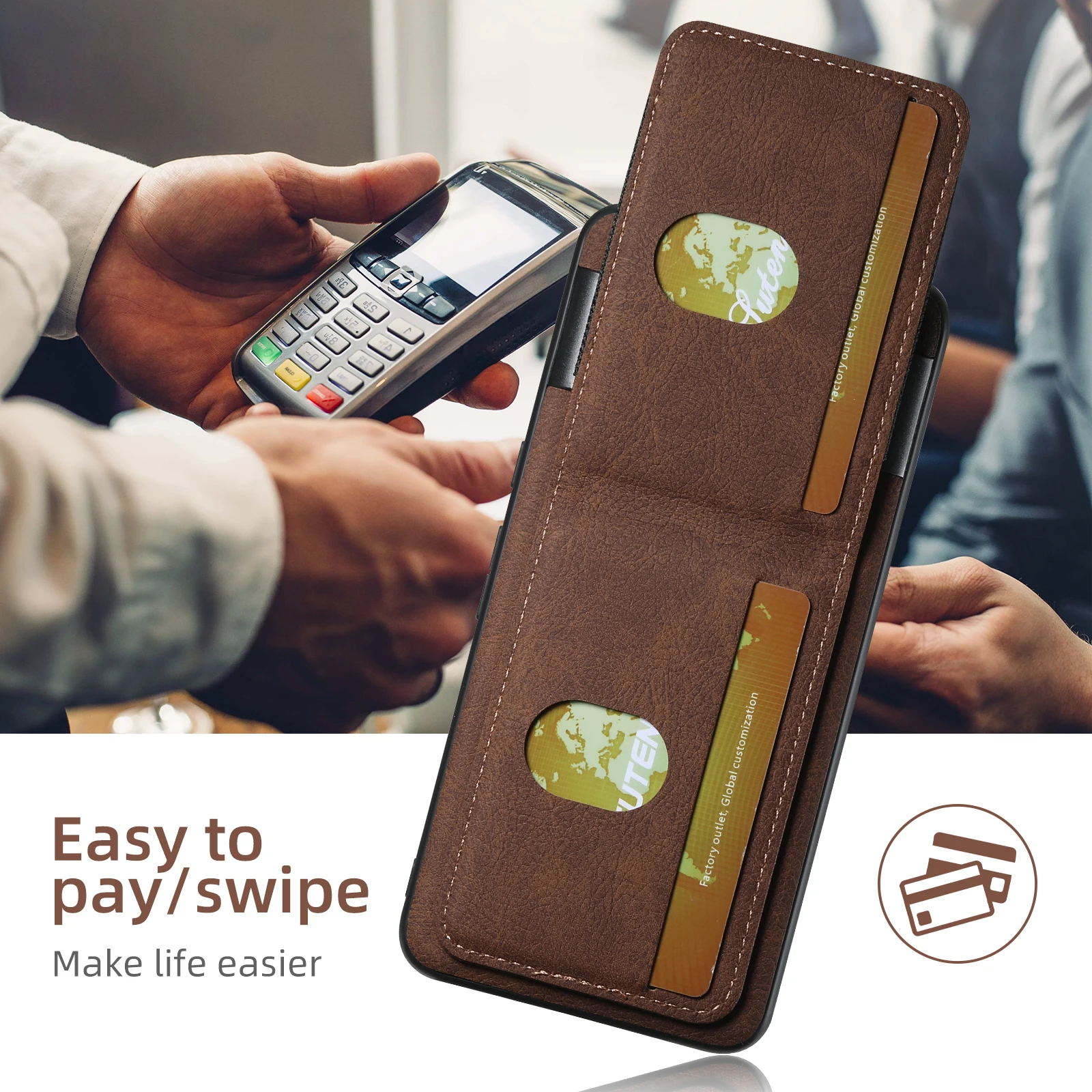 SUTENI Luxury Faux Leather Card Holder Stand Phone Case Frosted Feel For Google Pixel 10 Pro XL 9 8A 7 6 view 5