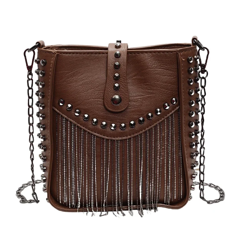 Chain Bag for Women Autumn 2024 Vintage Fashion Trend High-end Sense Shoulder Bag Commuting Crossbody Bucket Bag Bolsa de cubo