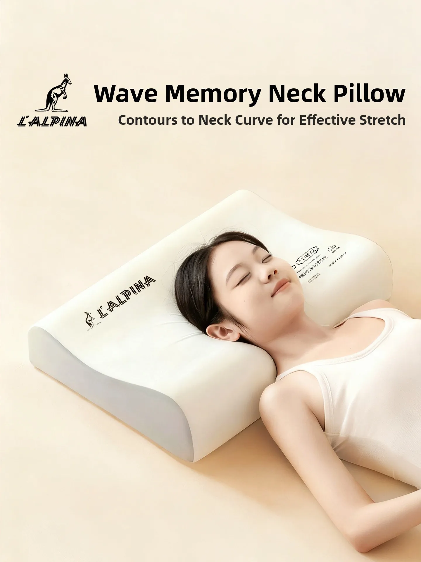 

LALPINA Memory Foam Pillow Pair Neck Support Slow Rebound Breathable Home Use Student Wave Shape Polyester Fiber Medium Support