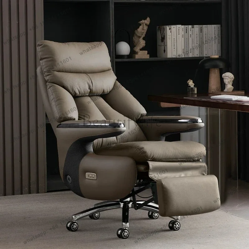 Smart Electric Executive Office Chair Reclining Massage Ventilated Boss Chair with Footrest for Business Office Noon Break Rest