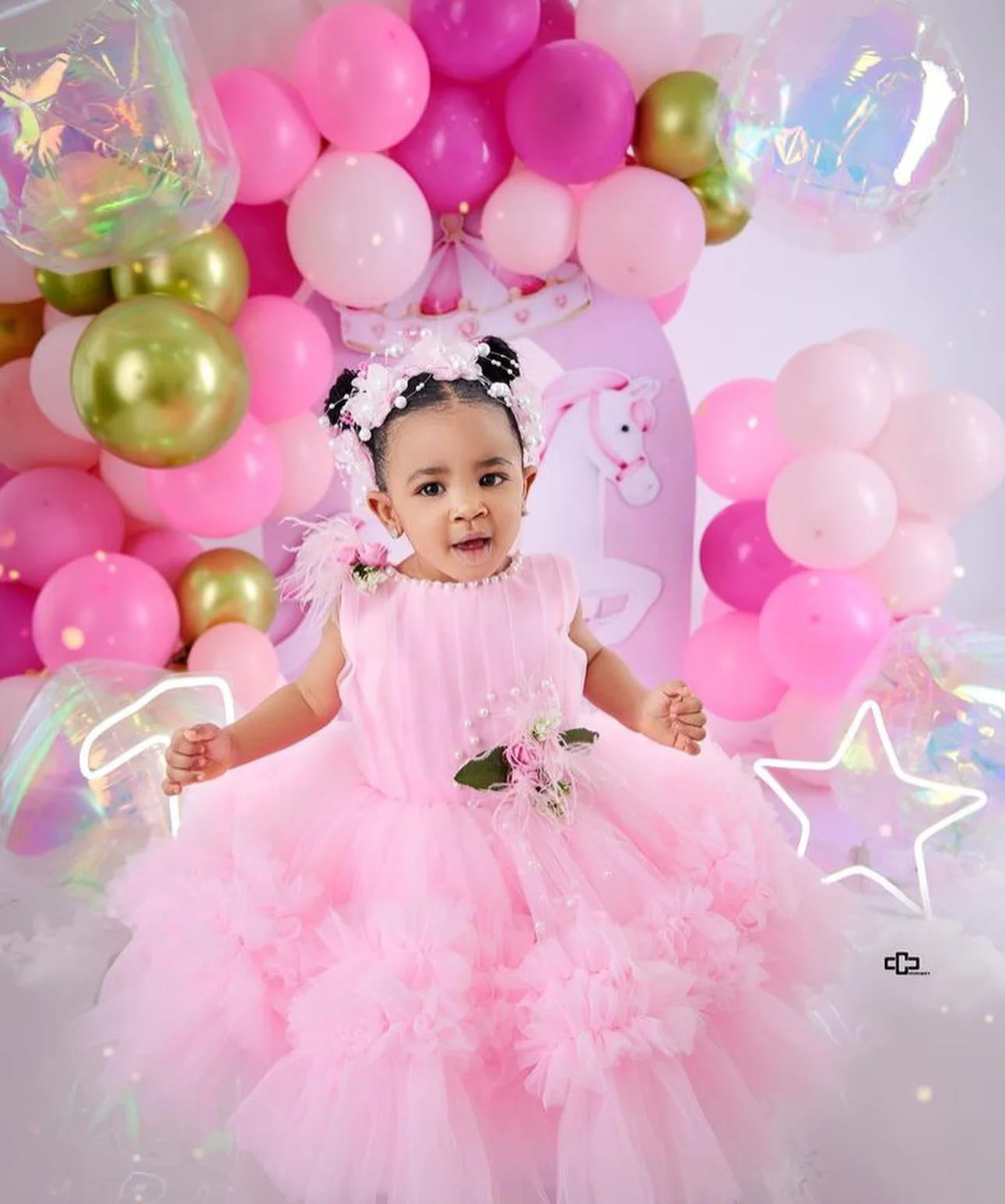 Vestidos de flores con volantes rosas para niñas, vestido de princesa de tul para fiesta de cumpleaños de niños, vestidos de graduación de bebé de boda para sesión de fotos