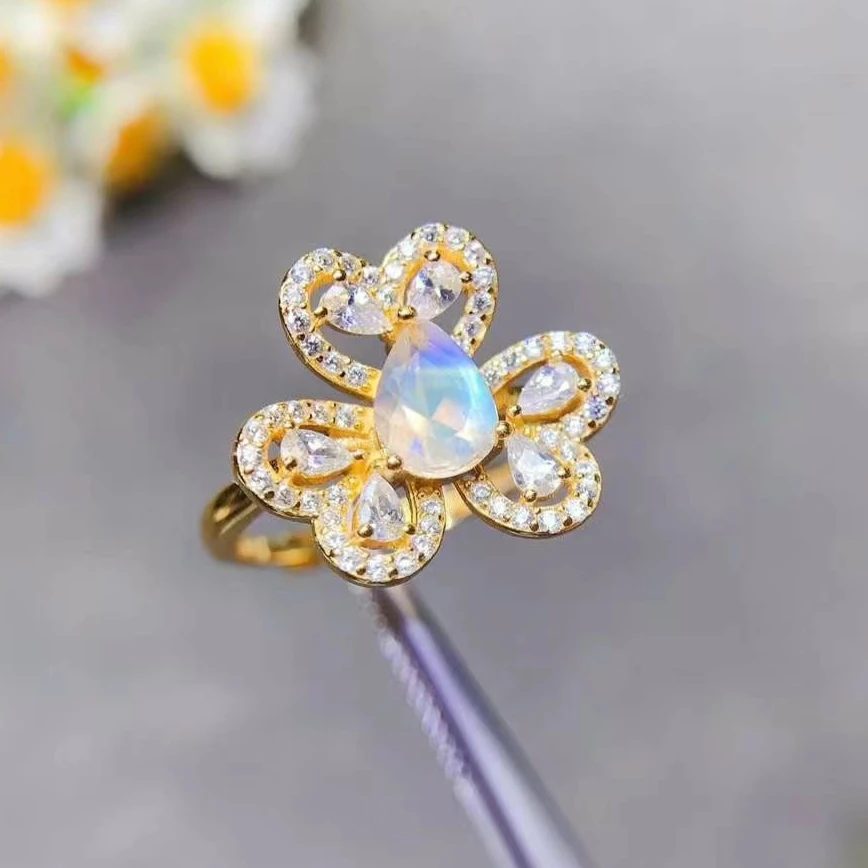 Genuine Natural White Opal Ring for Party 5mm*7mm Australian Opal 925 Silver Ring Birthdaygift for Girlfriend