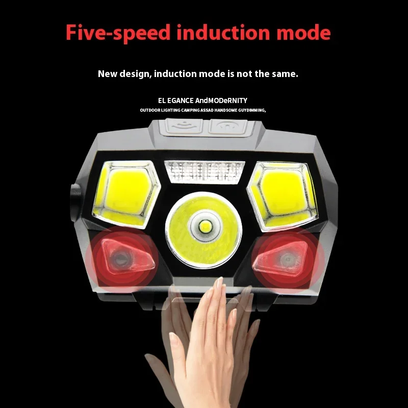 Usb Charging High Light Led Waterproof Induction Headlight Running Headlight Automatic Induction Charging Fishing Light