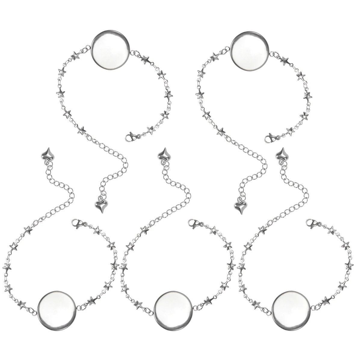 

10 Pcs Stainless Steel Tray Bracelets Jewelry Kit Durable Lightweight DIY Party Wrist Pendant Girls Wristb Pentagram Shape Safe