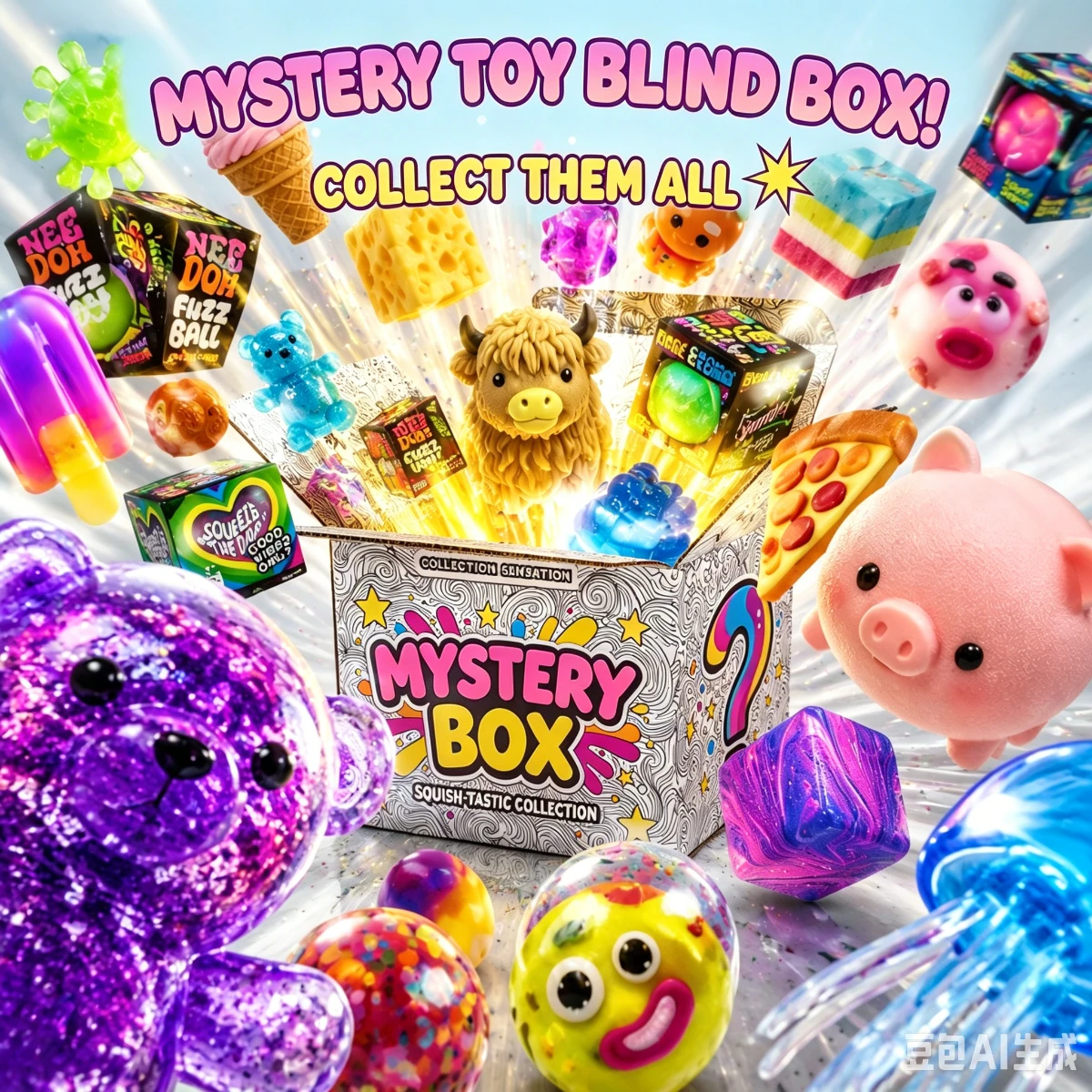 

Sensory Squeeze Toy Doodle Mystery Blind Box, Random Style Stress Relief Squishies, Assorted Cute Designs Fidget Toy for Kids & Adults Daily Relaxation