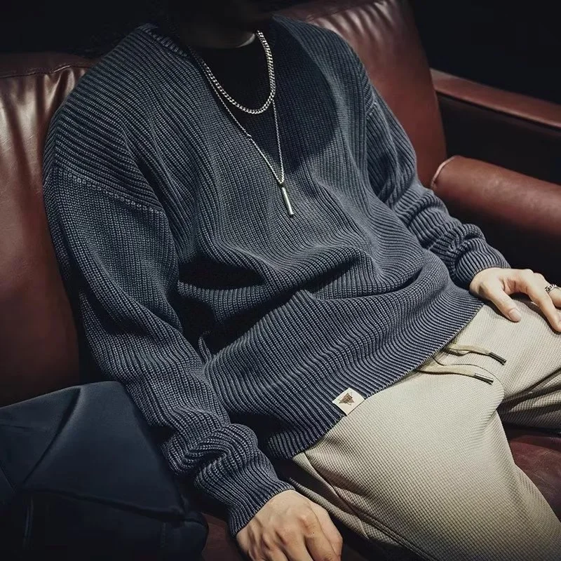 Waed محبوك سترة الرجال فضفاضة كبيرة الحجم الشتاء Thiened بسيط جولة Ne محبوك شتاء دافئ ماركة Faion عادية