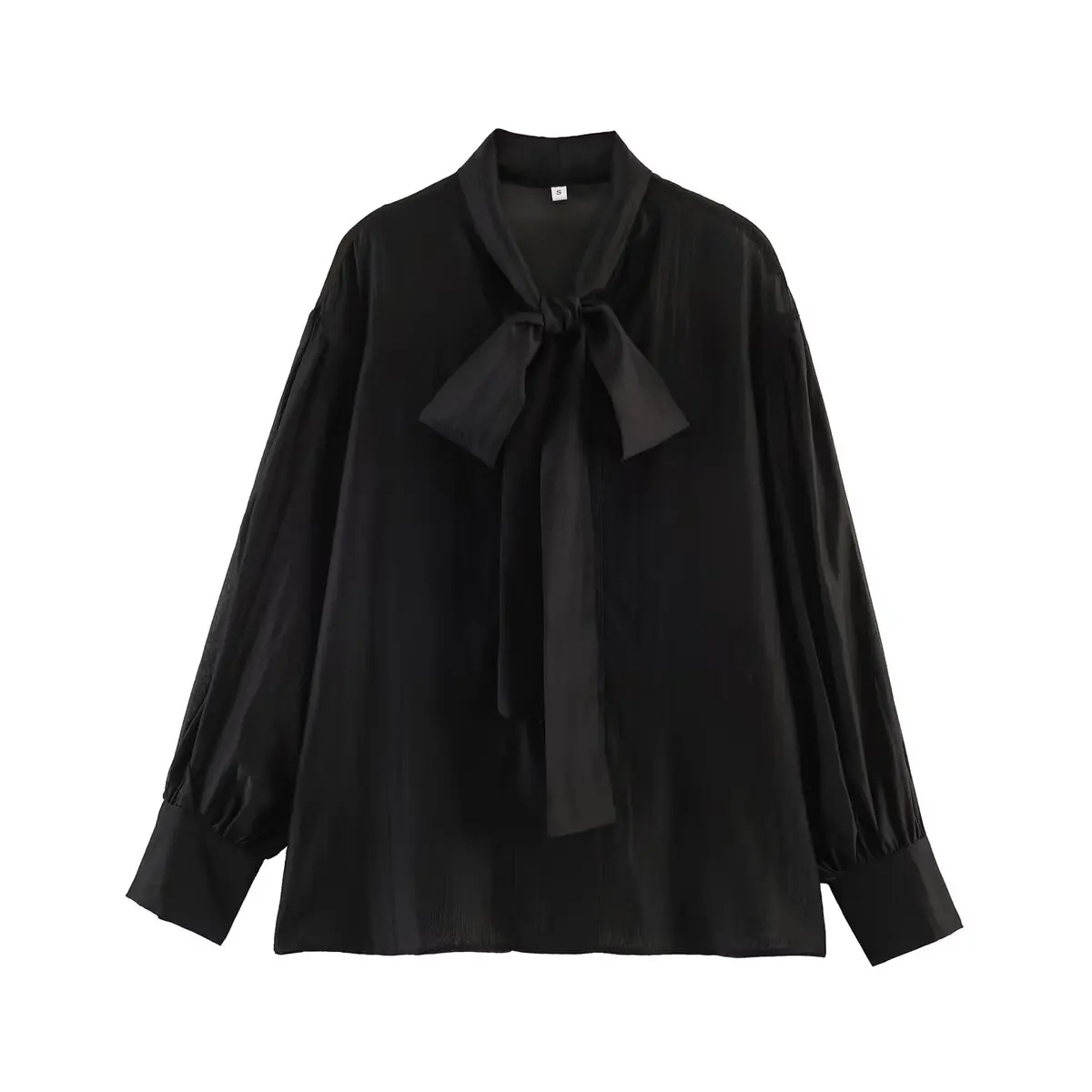 TFMLN Schicke Damen-Bluse mit Schleife, Eleganter Langarm-Pullover mit Schnürkragen, Vintage-Hemden, Einfarbige Damen-Oberteile im High-Street-Stil, Dünnes Top 2026 – Detail 4