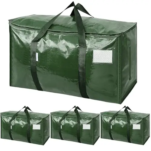 

TICONN Набор из 4 сверхбольших мешков для переезда, сверхпрочные, с молниями и ручками для переноски, прочные сумки для хранения, коробки для переезда для одежды