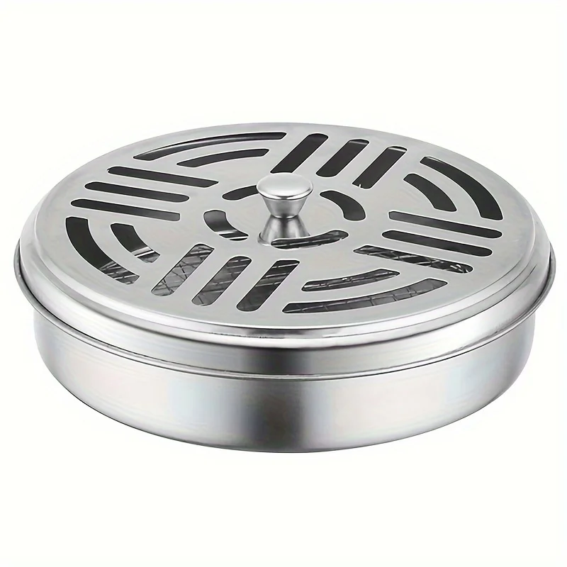 Stainless Steel Fireproof Mosquito Coil Tray - Heat-Resistant And Safe Design - Ideal For Homes, Offices, And Apartments.