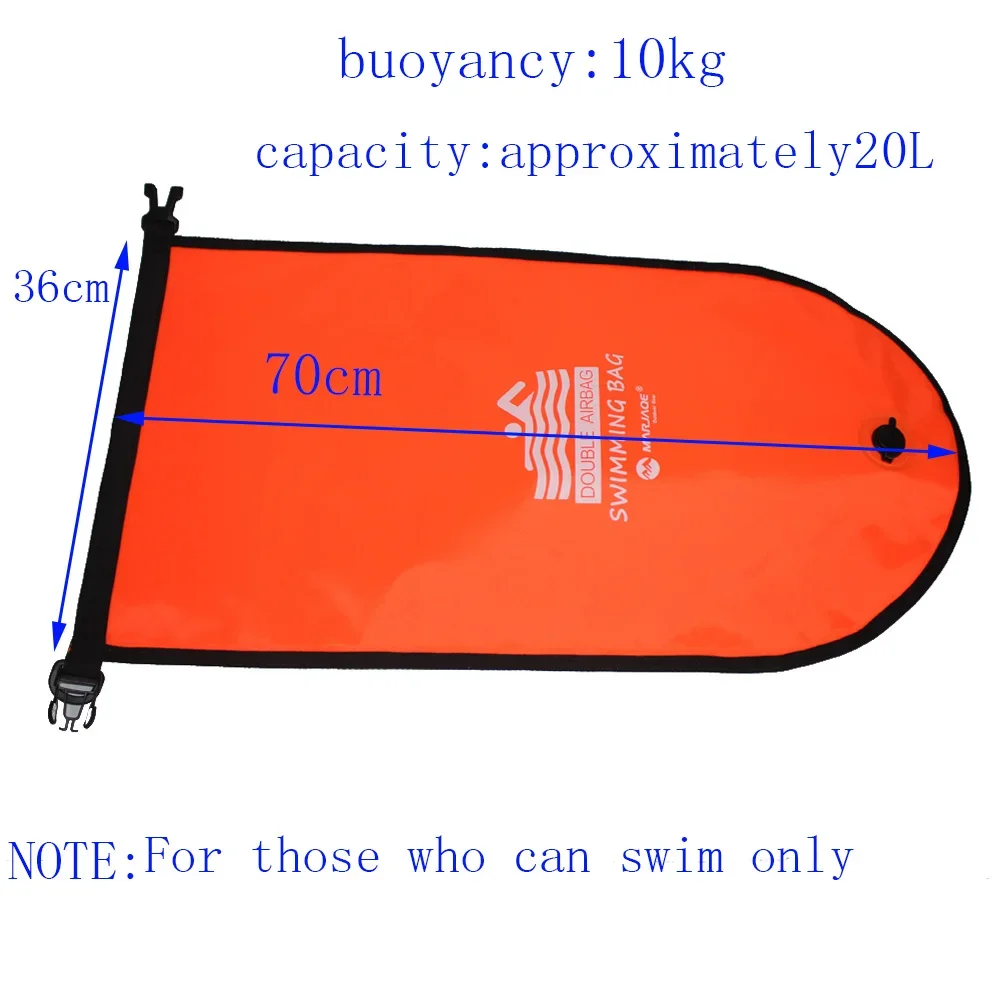 20L Inflatable Open Swimming Buoy Tow Float Dry Bag Double Air Bag with Waist Belt for Swimming Water Sport Storage Safety bag