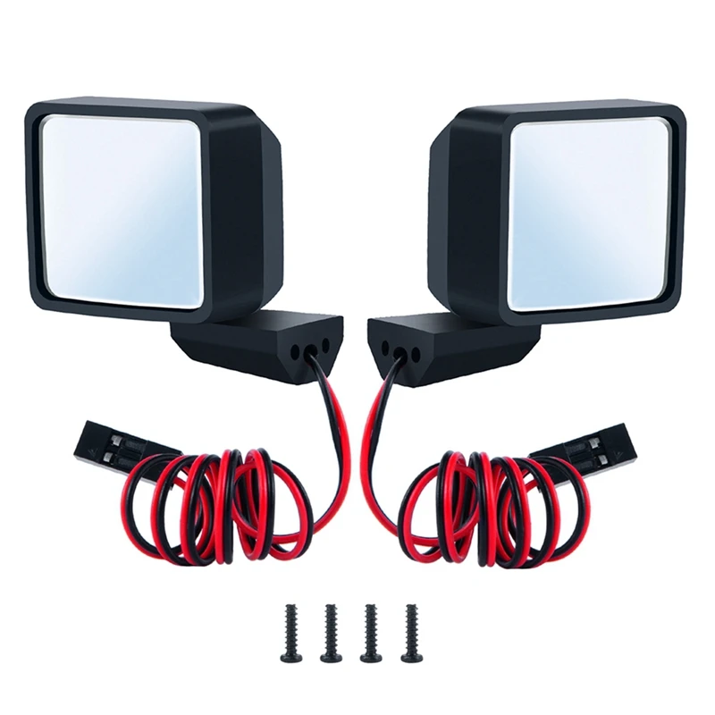 RC Car Rearview Lens Mirror With LED Lights For Axial SCX6 1/6 RC Crawler Car Simulated Decorations Parts