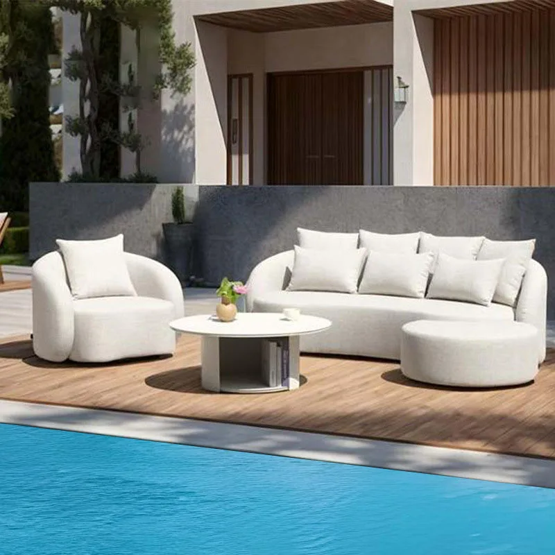 Nordic Outdoor Suit Courtyard Open Hotel Villa Creative Curved Designer Balcony Garden Furniture Aluminum Waterproof Cushion