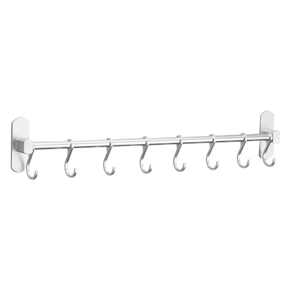 

Kitchen Mounted Coat Rack Hanging Rod Heavy Household Storage Wall-mounted Hook Space Aluminum Holder Movable