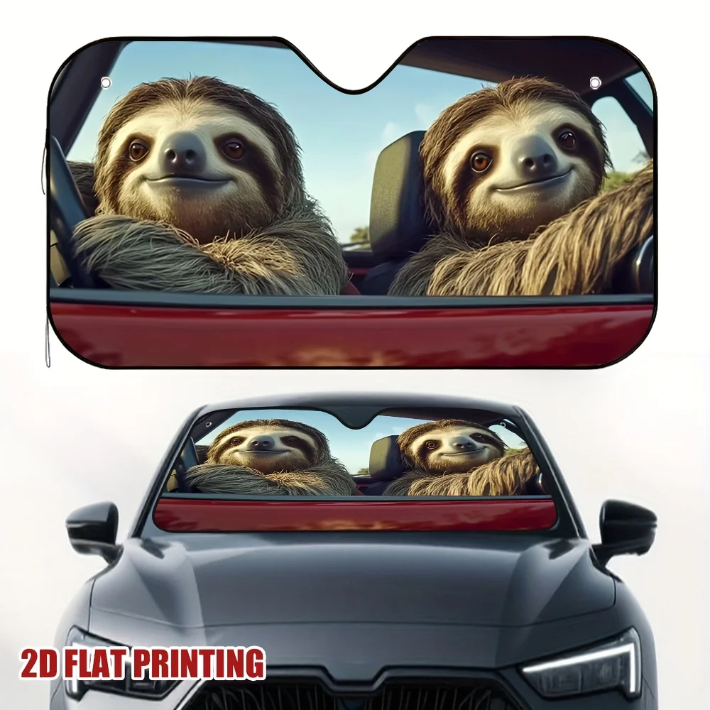 1pc Sloths Road Trip Adventure Car Sun Visor, Designed For Quick Outings And Daily Tasks, Keeps The Car Interior Comfortable., V