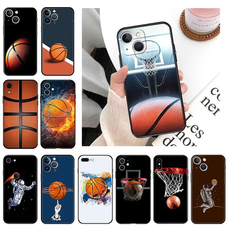 Funda de teléfono de baloncesto para iPhone, carcasa mate ultrafina y suave con diseño de astronauta, para modelos 16 Pro, 15, 14, 13, 12 Mini, 11, 16 Pro Max, 7, 8 Plus, XR, SE