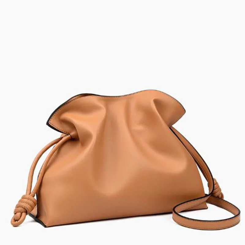 Fashion Ruched Drawsting Bucket Bag Luxury Designer Soft Pu Leather Shoulder Crossbody Bags Large Capacity Tote Shopper Purses