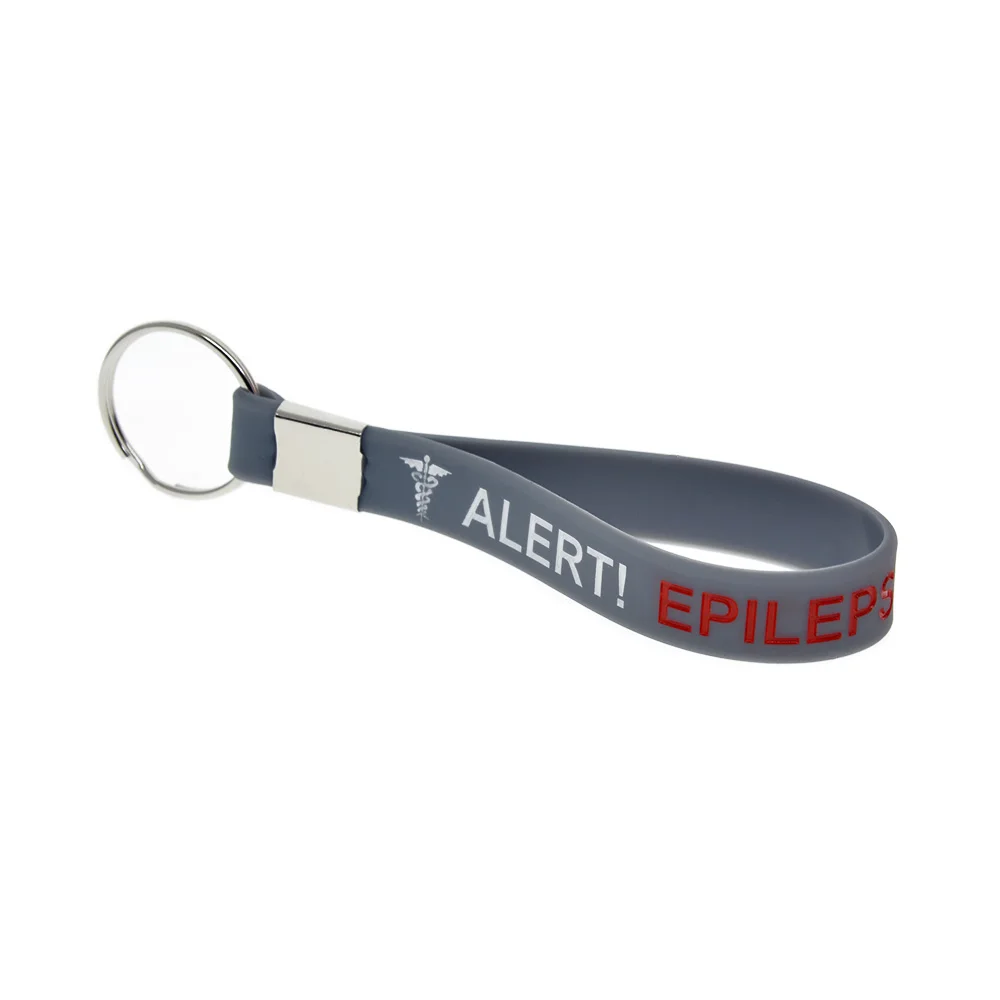 1 Stück Epilepsie-Alarm-Silikonarmband-Schlüsselanhänger, Notfall-Medizinischer Informations-Schlüsselring für Patienten und Pflegekräfte – Detail 2