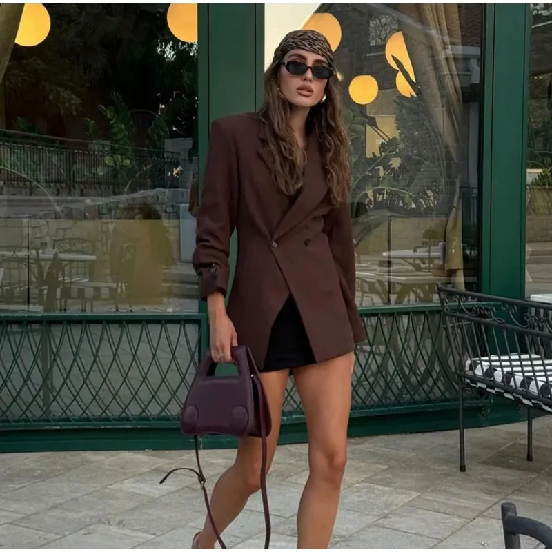 Luxury High-end Spring Autumn Jacket Blazer Women Turn Down Collar High Waist Slim Button Office Lady Blazer Design Trend Coats