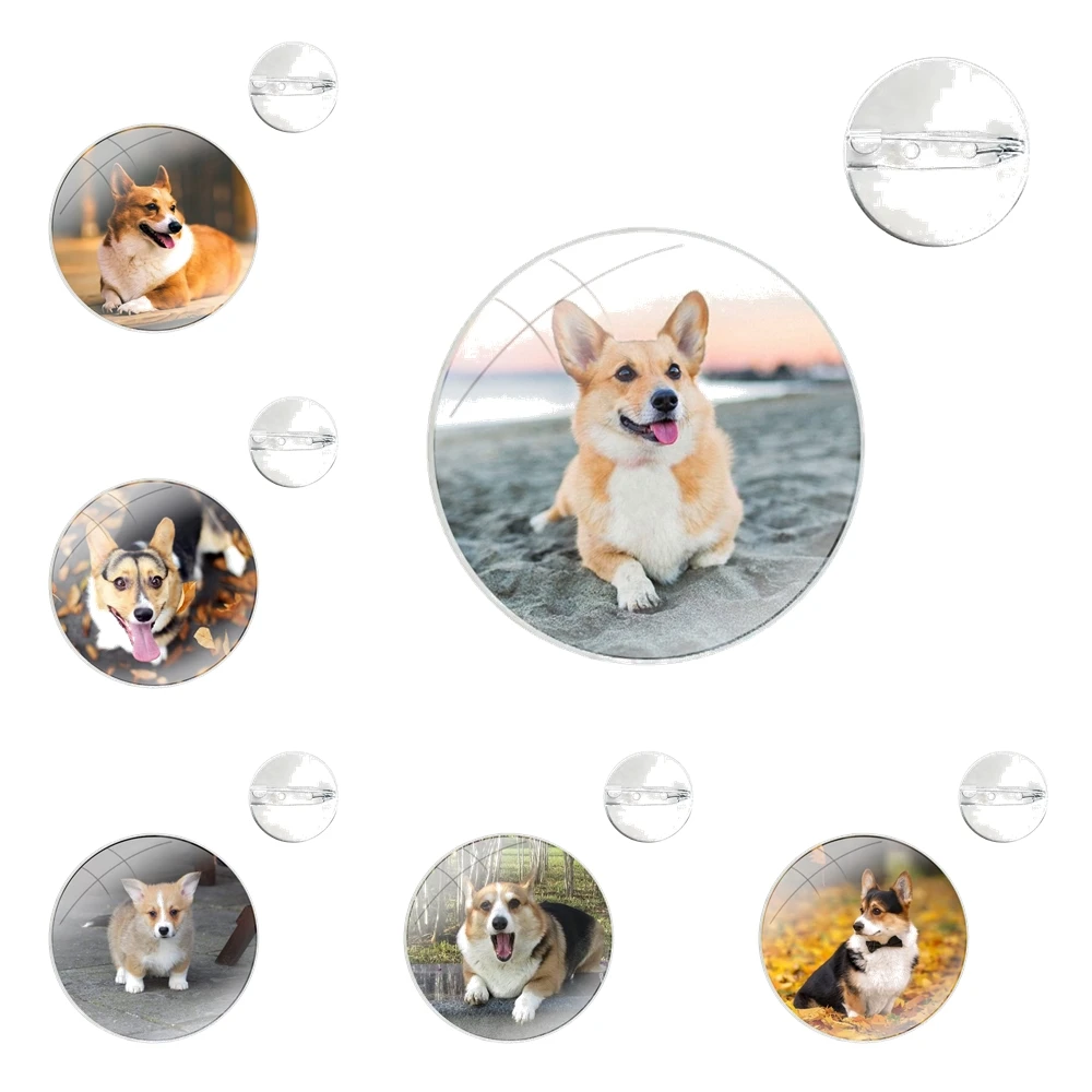 Welsh Corgi Dogs Pins Badge Metal Brooches For Clothes Backpack Decoration gift