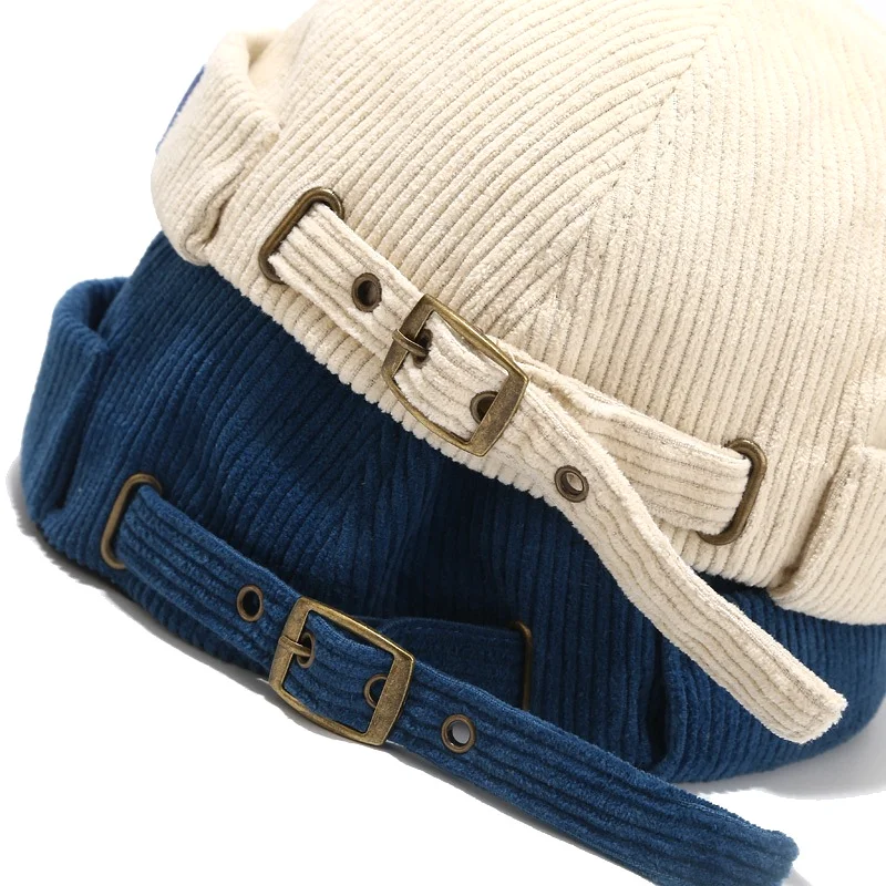 Bonnet Docker vintage sans visière unisexe, casquette hip hop, chapeau de marin monochrome, bonnet en coton réglable, printemps et été