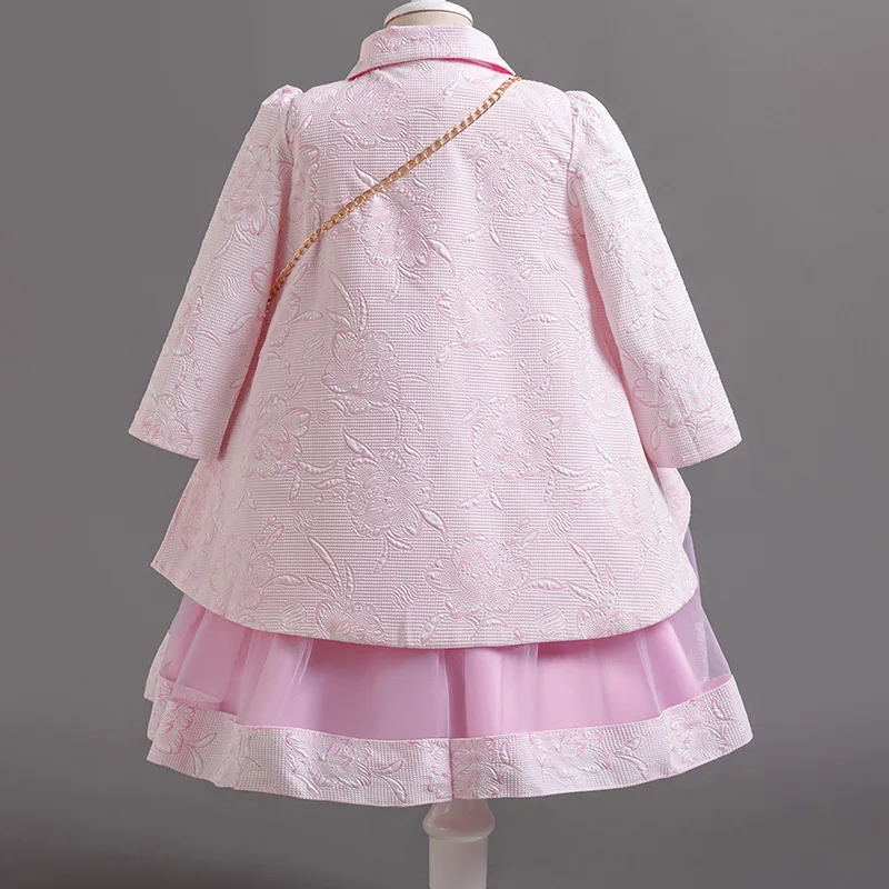 Children's New Two-piece Set Dress With Fluffy Gauze Girls' Princess Dress, High-end Performance Evening Party Birthday Dress