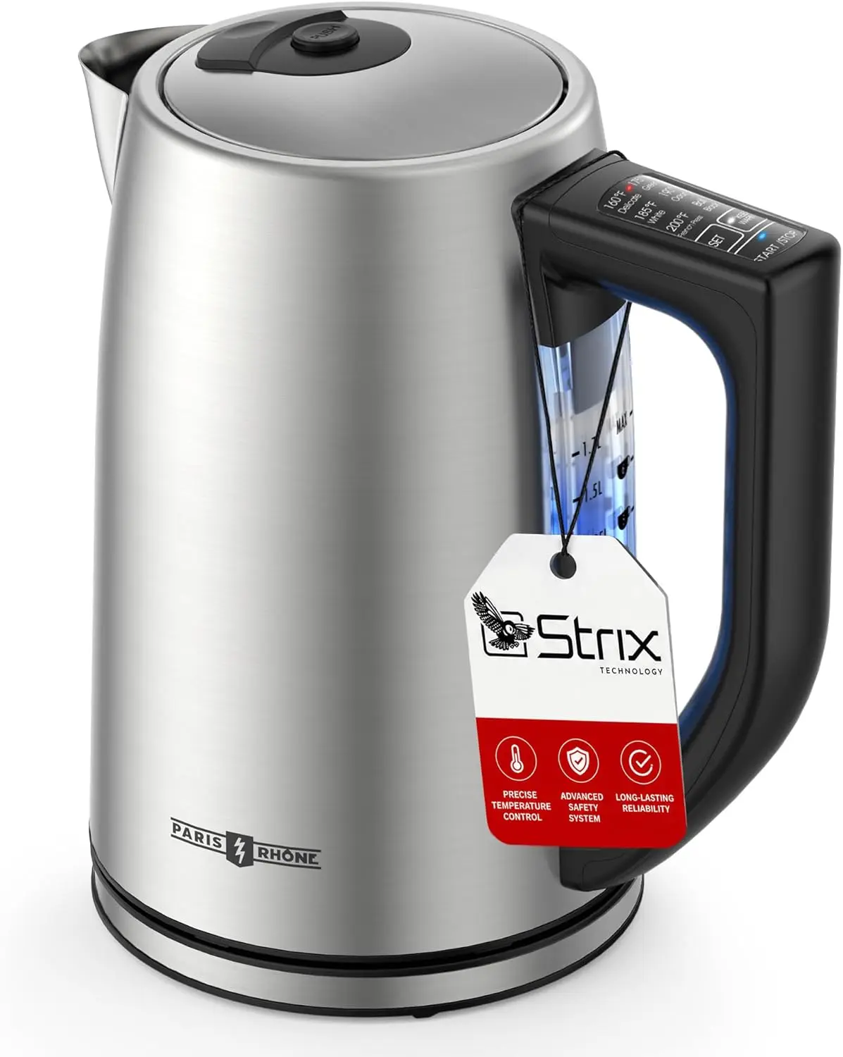 

6-Temp Electric Kettle 1.7L, Fast Boil 1500W, Stainless Steel, Auto Shut-Off