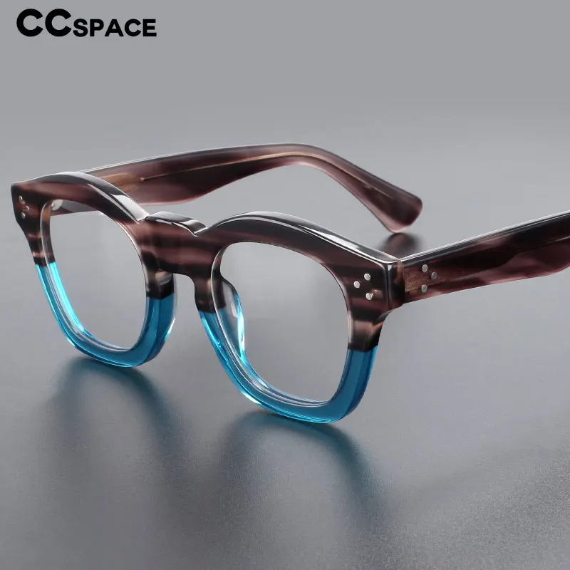 55352 Vintage Acetate Optical Glasses Frames Men Women Brand Designer Handmade Two Color Splicing Fashion Leopard Eyeglasses