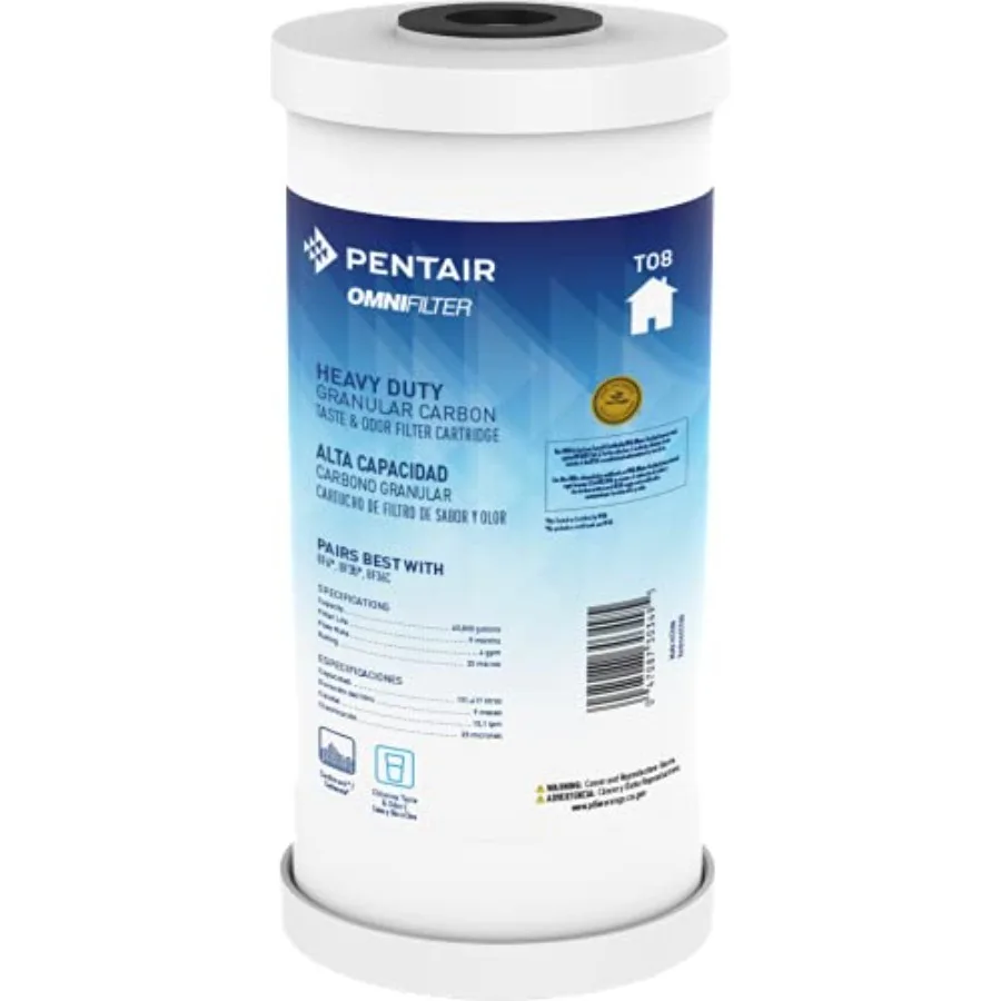

Pentair TO8 Carbon Water Filter " Heavy Duty Big Blue Whole House Granular Carbon Taste and Odor Replacement Filter Cartridge "