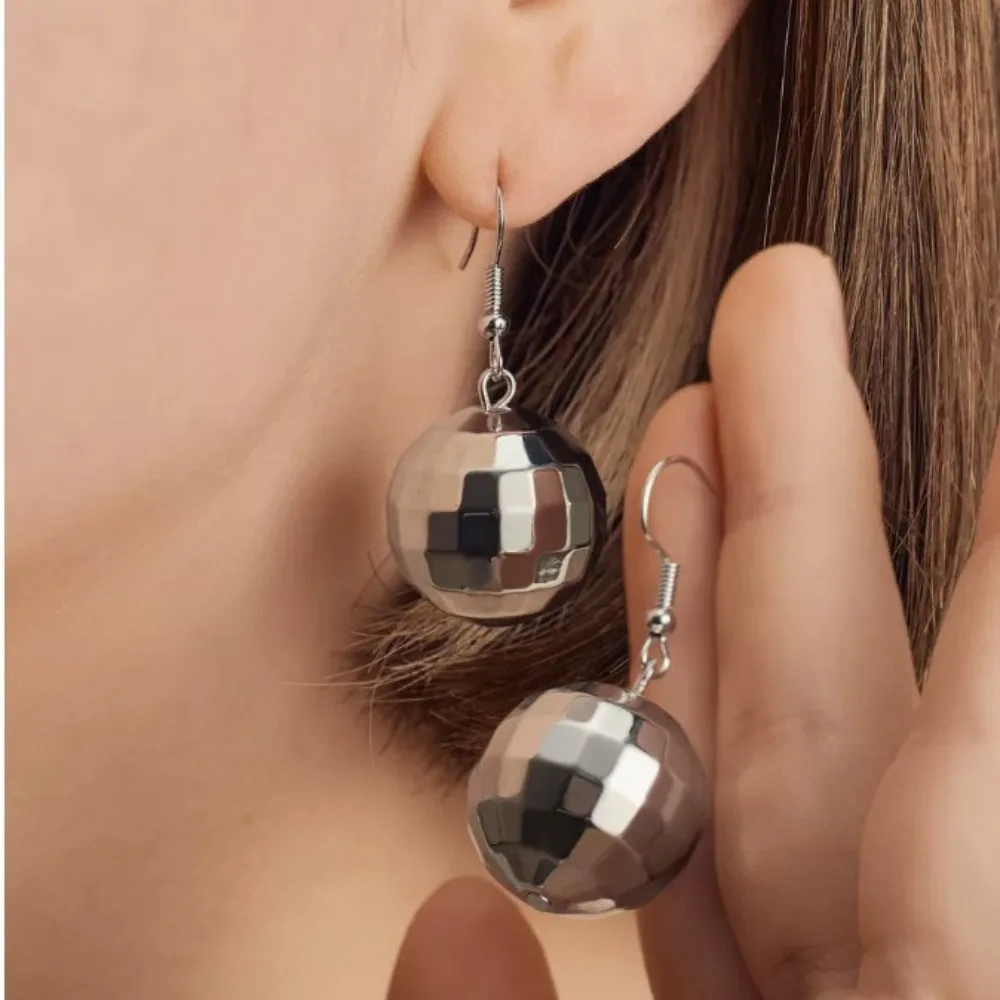 Pendientes colgantes con forma de bola de discoteca retro y elegantes, regalo de joyería para el día de San Valentín