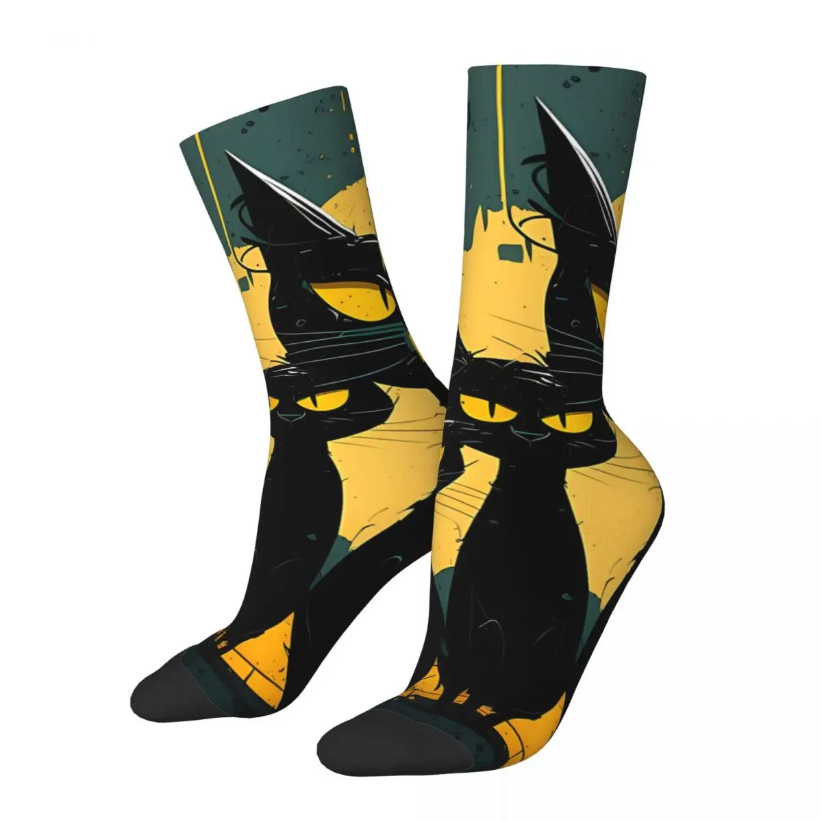 Green Beard Suspicious Cats Socks Male Mens Women Autumn Stockings Harajuku