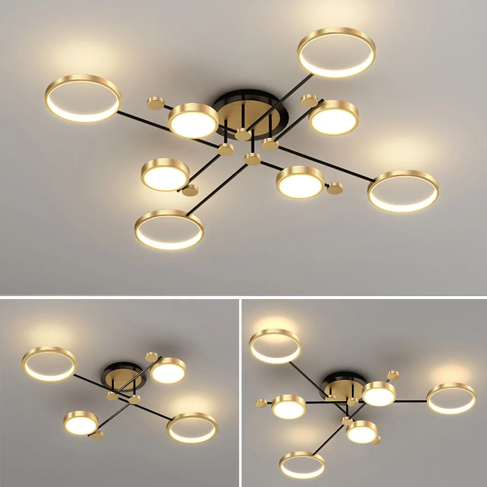 

Modern Pendant Light LED Nordic Lamp Gold Black Hanging Chandelier Ceiling Lights Dimming Remote Control Lighting Fixture