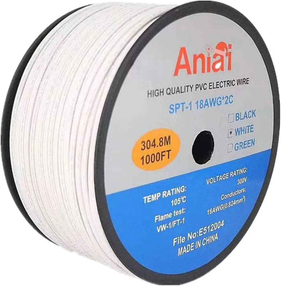 18/2 Low Voltage Landscape Lighting Copper Wire - 1000 Feet White 18 Gauge Wire 2-Conductor - UL Listed 18/2 Wire Electric