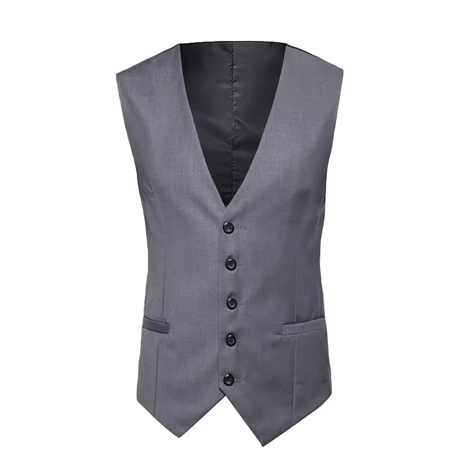 Summer Men'S Washed Cotton Tank Tops Men'S Suit Vest V Neck Silm Fit Solid Formal Suit Waist Coat Lightweight For Pocket T Shirt