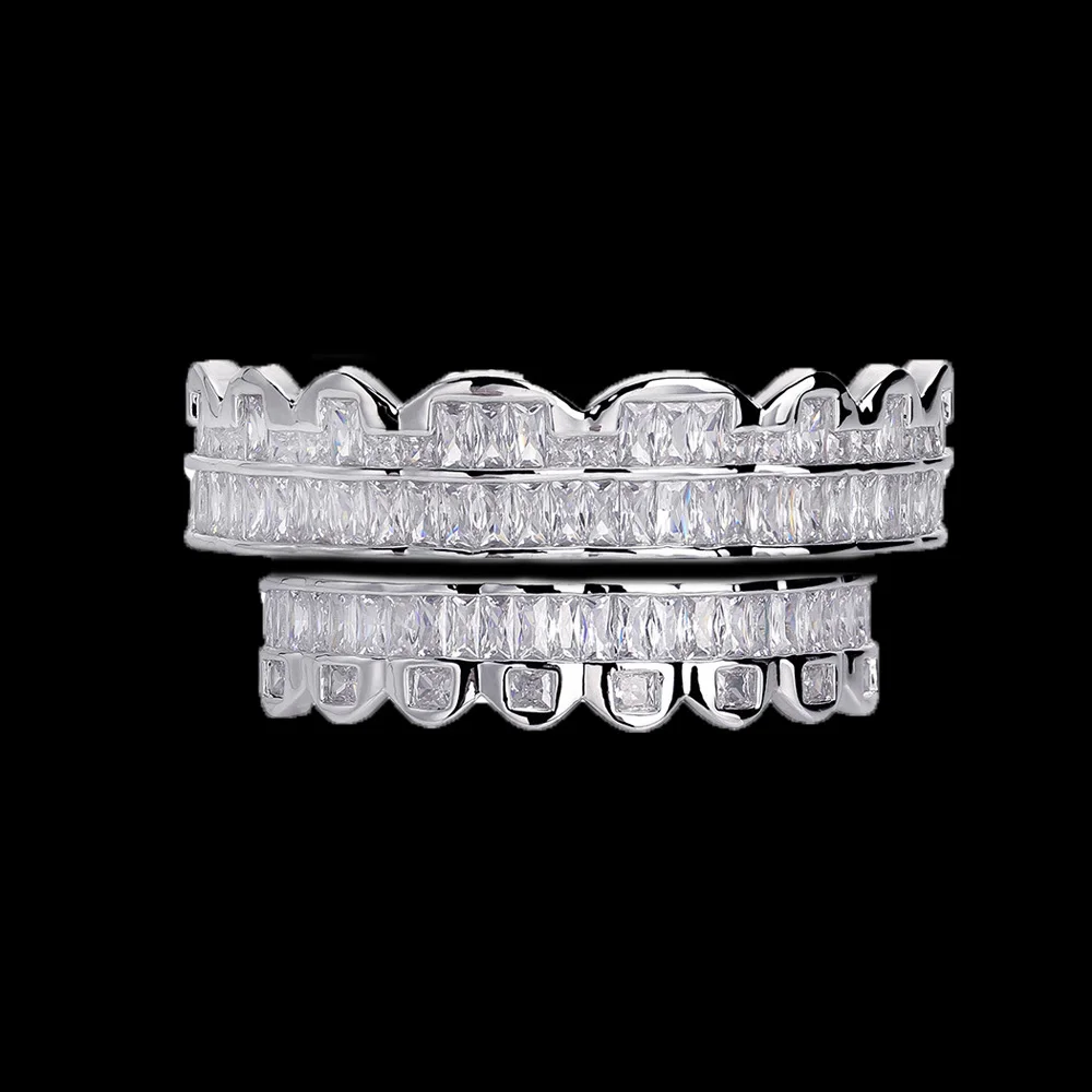 

RACHELZ Fashion 8/8 Iced Out Zircon Tooth Caps Decor Hip Hop Cubic Zirconia Teeth Grillz For Women Men Jewelry Coplay