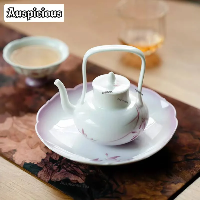 190ml Hand-painted Butterfly Orchid Lifting Handle Teapot Tea Infuser Pot Tea Maker Kettle With Ball Hole Tea Ceremony Craft