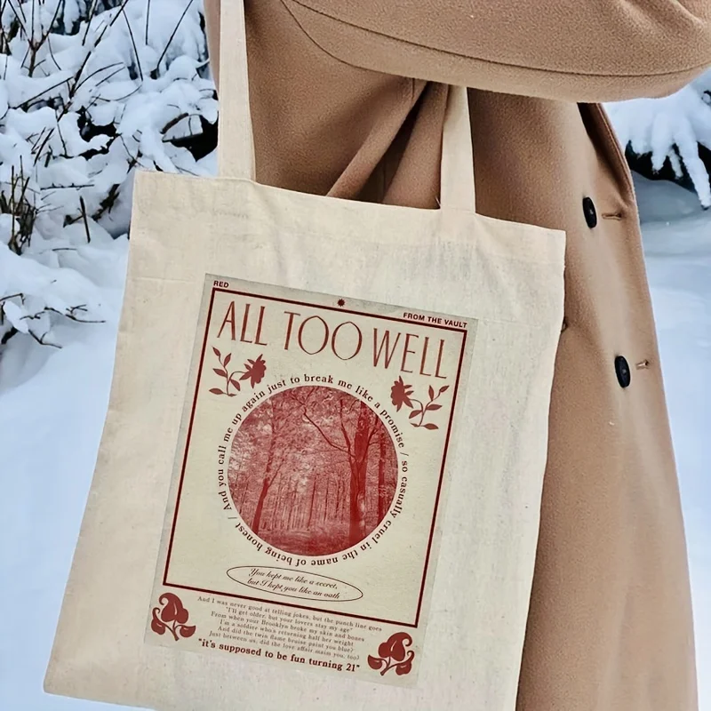 1pc All Too Well Tote Bag, Taylor Tote Bag, Book Bag, TS Merch, Shopping Bag, Shoulder Bag, Canvas Bag, Christmas Birthday Gift