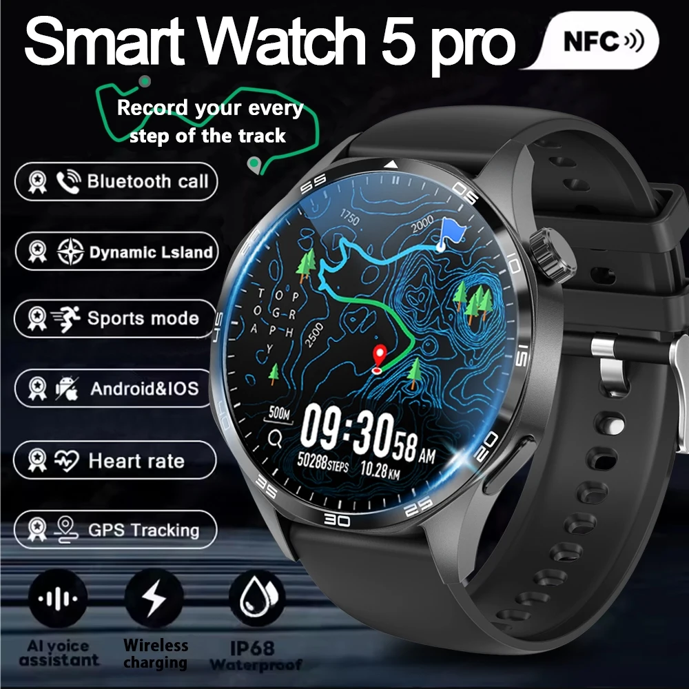 2026 New Watch 5 PRO Smartwatch GPS Motion Trajectory HD Screen Bluetooth Call NFC Men Smart Watch Outdoor Sport Watches Men