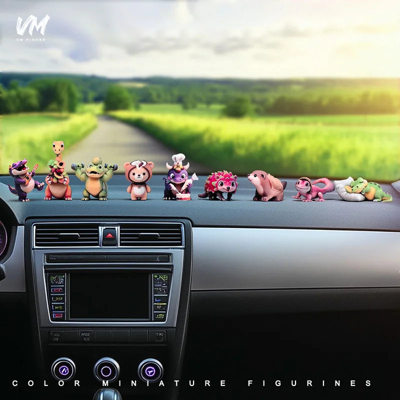 Mini fruta animal bonito crocodilo dinossauro ouriço urso figura modelo desktop carro ornamentos computador crianças presente