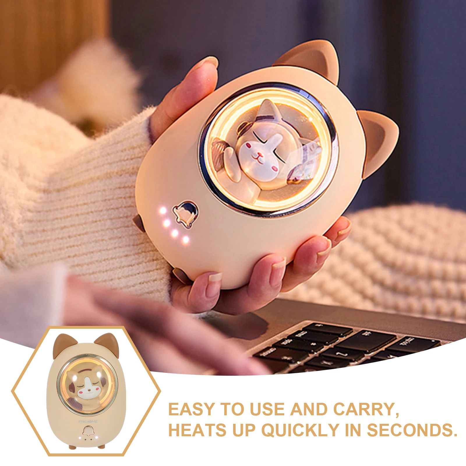 

Portable H Warmers Safe ABS Rechargeable Winter Gift Power Bank Women Cartoon Animal Look USB Heater