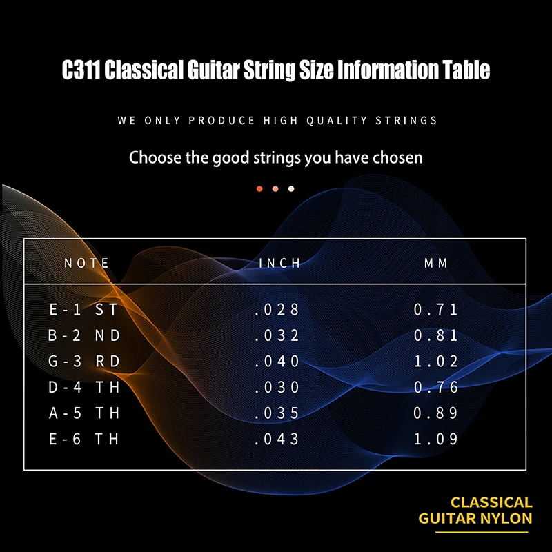 Picture 4: Classical Guitar Strings C311 Nylon Core Silver Plated Copper PU Coating Classic Guitar Strings Musical Instrument Accessories